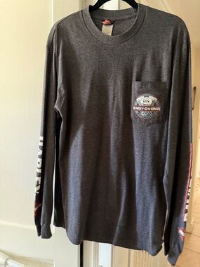 Harley-Davidson Charcoal Long Sleeve Pocket Tee with Sleeve Graphics